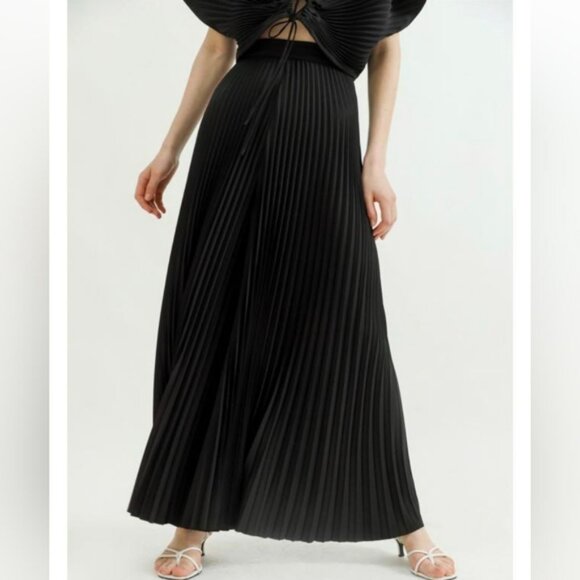 Claude Pleated Palazzo Pants Small Black High Waist Wide Leg New with Tags - Picture 1 of 9